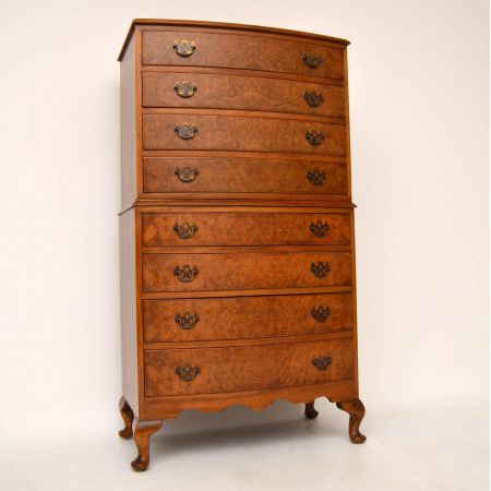 Antiker Georgian Style Burr Walnut Chest on Chest