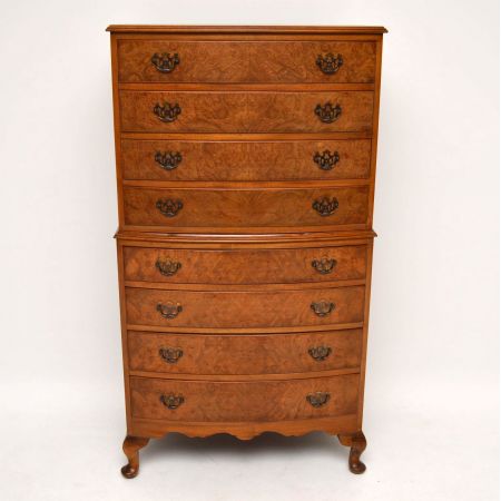 Antiker Georgian Style Burr Walnut Chest on Chest