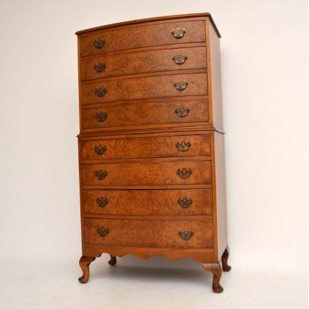 Antiker Georgian Style Burr Walnut Chest on Chest