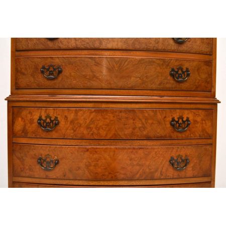 Antiker Georgian Style Burr Walnut Chest on Chest