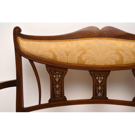 Antiker Edwardian Inlaid Mahogany Settee