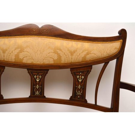 Antiker Edwardian Inlaid Mahogany Settee
