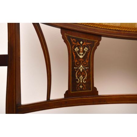 Antiker Edwardian Inlaid Mahogany Settee