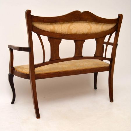 Antiker Edwardian Inlaid Mahogany Settee