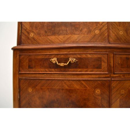 Antik French Burr Walnuss & Intarsien Cocktail Kabinett Schrank
