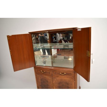 Antik French Burr Walnuss & Intarsien Cocktail Kabinett Schrank