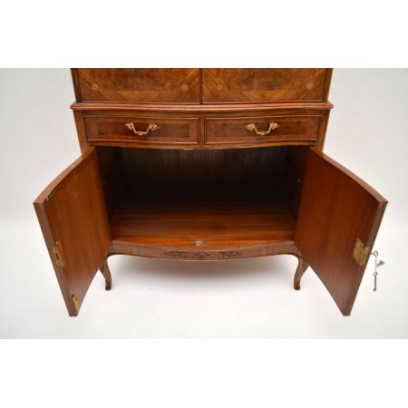 Antik French Burr Walnuss & Intarsien Cocktail Kabinett Schrank