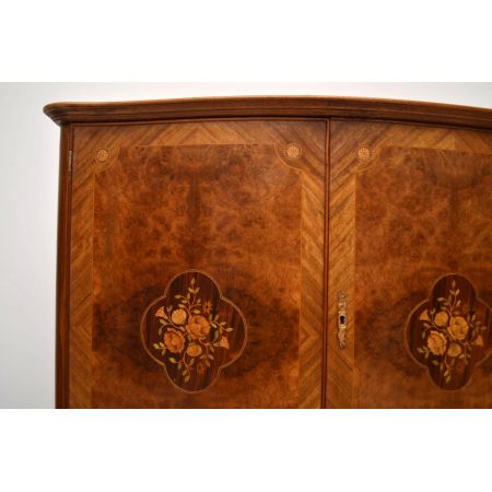 Antik French Burr Walnuss & Intarsien Cocktail Kabinett Schrank