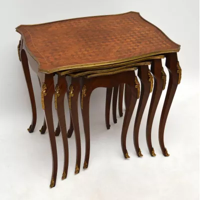 Antikes French Nest of 4 Parquetry Top Tables