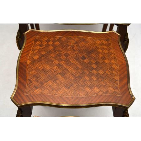 Antikes French Nest of 4 Parquetry Top Tables