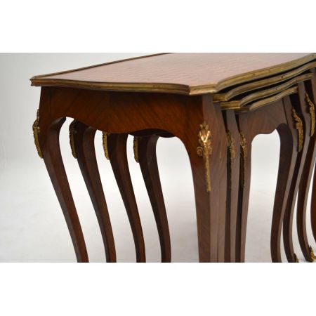 Antikes French Nest of 4 Parquetry Top Tables