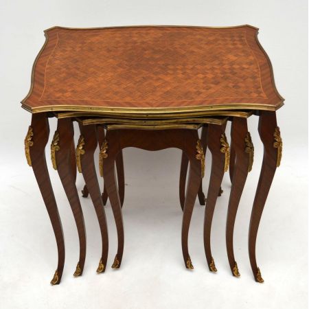 Antikes French Nest of 4 Parquetry Top Tables
