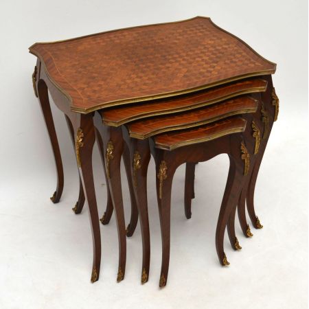 Antikes French Nest of 4 Parquetry Top Tables