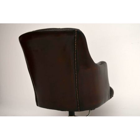 Antiker Knopfleder Swivel Schreibtisch Stuhl