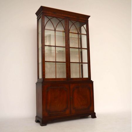 Große antike Mahagoni Vitrine Display Schrank 