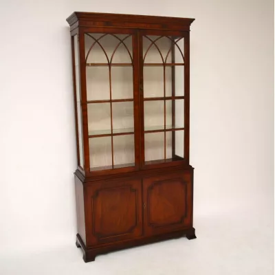 Große antike Mahagoni Vitrine Display Schrank 