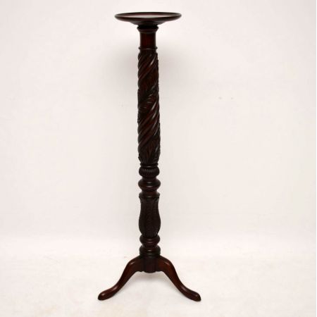 Antiker Georgian Carved Mahogany Torchere Stand