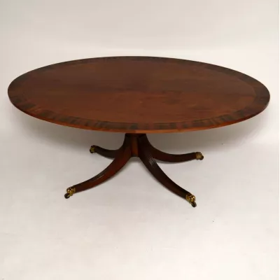 Antiker Inlaid Mahogany & Rosewood Oval Dining Table