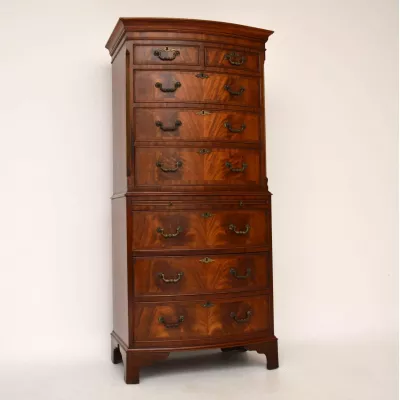 Antiker Georgian Style Flame Mahogany Chest on Chest