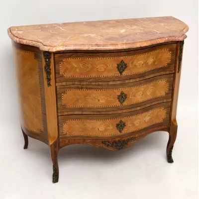 Antike Swedish Kingwood & Rosewood Marble Top Kommode