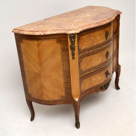 Antike Swedish Kingwood & Rosewood Marble Top Kommode