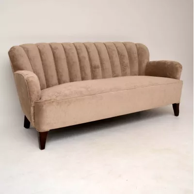 Paar Art Deco Schwedische Scallop Sessel Fernsehsessel