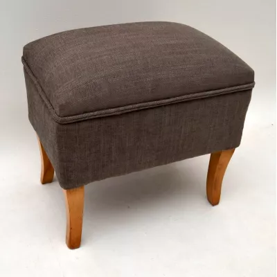Antiker gepolsterter Satin Holz Hocker / Aufbewahrungsbox