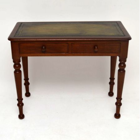 Antiker viktorianischer Mahagoni Schreibtisch mit 2 Schubladen