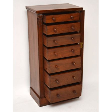 Antiker Victorian Walnut Wellington Chest of Drawers