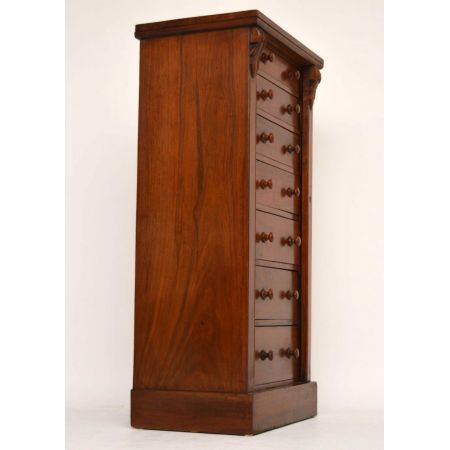 Antiker Victorian Walnut Wellington Chest of Drawers