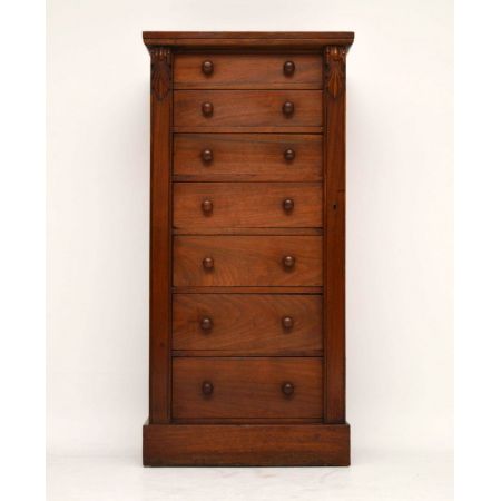 Antiker Victorian Walnut Wellington Chest of Drawers