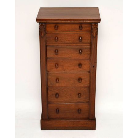 Antiker Victorian Walnut Wellington Chest of Drawers