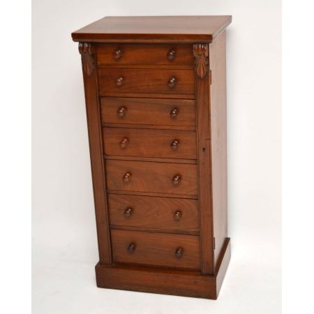 Antiker Victorian Walnut Wellington Chest of Drawers