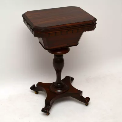 Antiker William IV Palisander Nähkisten Tisch