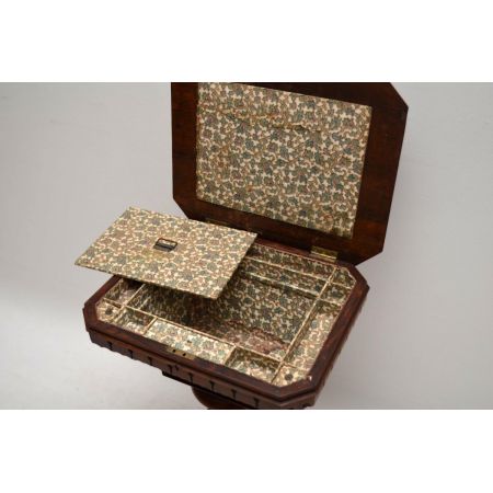 Antiker William IV Palisander Nähkisten Tisch