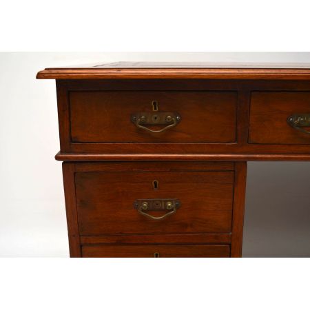 Antiker viktorianische Walnuss-Sockel-Schreibtisch Bürotisch