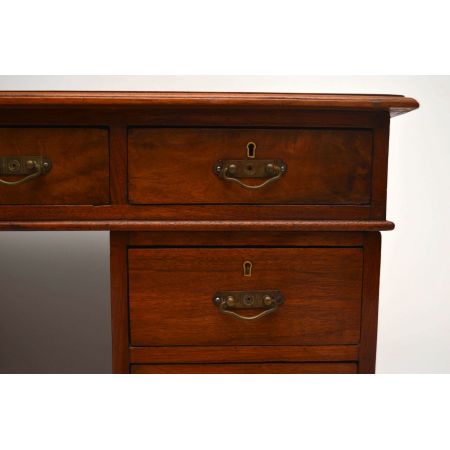 Antiker viktorianische Walnuss-Sockel-Schreibtisch Bürotisch