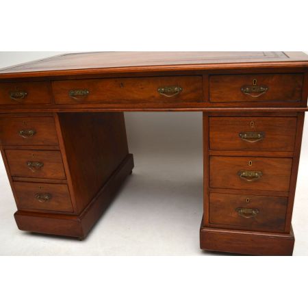Antiker viktorianische Walnuss-Sockel-Schreibtisch Bürotisch
