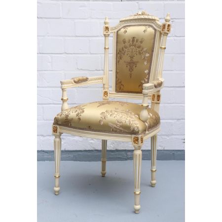 MORRIS Barock Stil Esszimmerstuhl "Adaliz", creme/gold - sofort lieferbar!