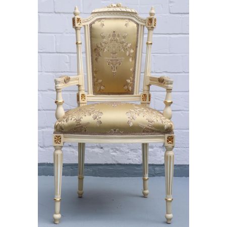 MORRIS Barock Stil Esszimmerstuhl "Adaliz", creme/gold - sofort lieferbar!