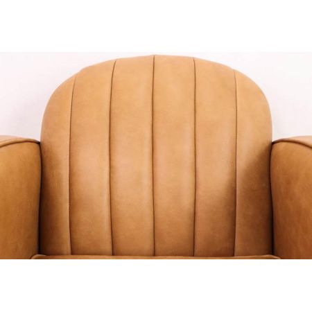 Art Deco Stil Sessel in Leder, hellbraun  Prmium Leder