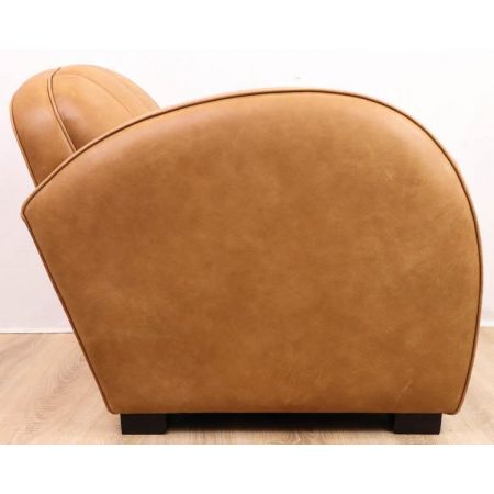 Art Deco Stil Sessel in Leder, hellbraun  Prmium Leder
