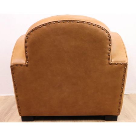 Art Deco Stil Sessel in Leder, hellbraun  Prmium Leder