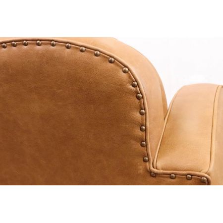 Art Deco Stil Sessel in Leder, hellbraun  Prmium Leder