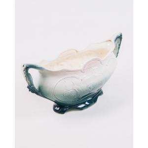 Art Nouveau Jardiniere, Vase mit Blumenmotiven, Jugendstil Majolika