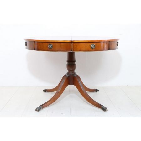 Ausziehbarer englischer Drum Dining Table, in Eibe, mit 2 extra Platten - sofort lieferbar