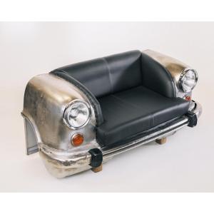 Autosofa Ambassador - Front, silber mit Ledersitz, Sofa in Autooptik