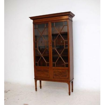 Antiker Edwardian Mahagoni Bücherschrank mit Intarsien