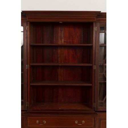  Antikes  georgianischen Stil Intarsien Mahagoni Breakfront Bookcase 