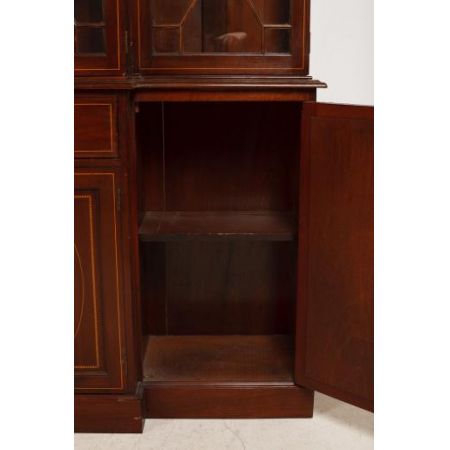  Antikes  georgianischen Stil Intarsien Mahagoni Breakfront Bookcase 
